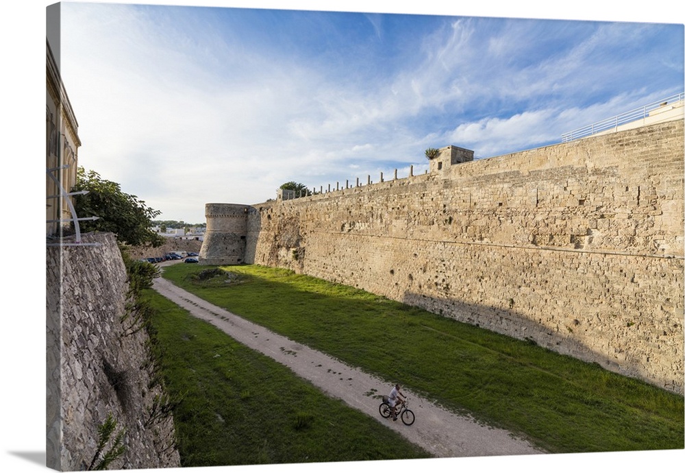 The medieval walls and fortress in the old town of Otranto, Province of Lecce, Apulia, Italy