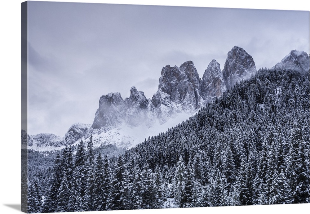 The Odle Mountains in the Val di Funes, Dolomites.