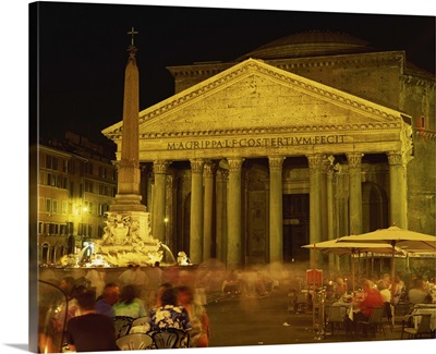 The Pantheon illuminated at night in Rome, Lazio, Italy