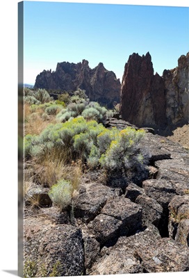 The rugged Smith Rock State Park in central Oregon's High Desert, near Bend, Oregon