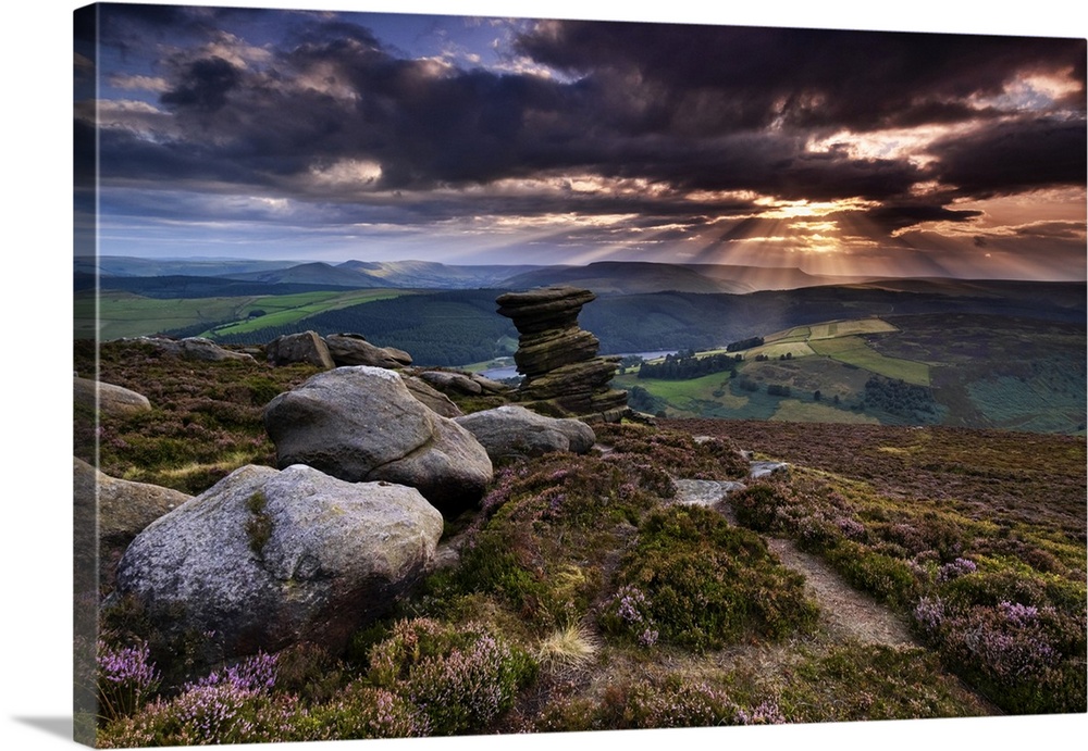 The Salt Cellar Rock Formation in summer, Derwent Edge, Peak District National Park, Derbyshire, England, United Kingdom, ...