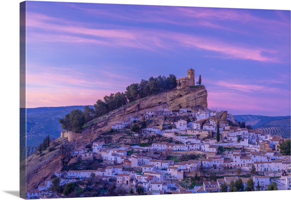 The Spanish Village of Montefrio at Dusk, Andalusia, Spain, Europe