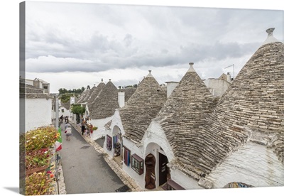 The typical huts called Trulli built with dry stone with conical roof