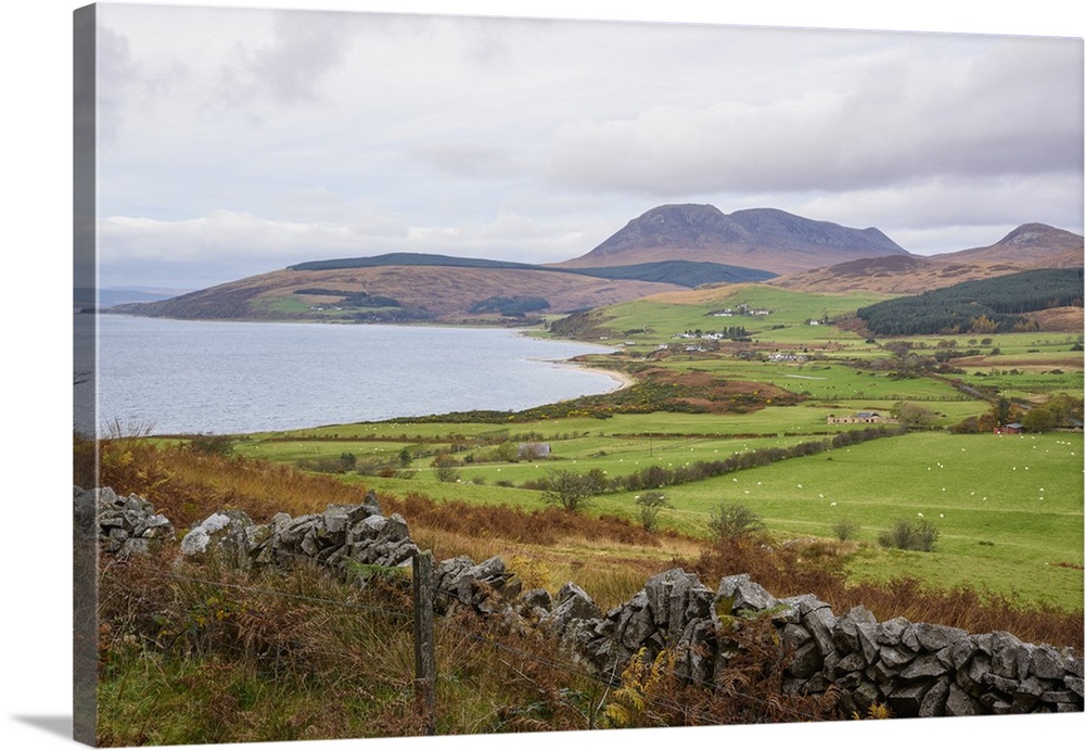 Tormore and Machrie Bay, looking towards Beinn Bharrain, Isle of Arran, North Ayrshire, Scotland, United Kingdom, Europe