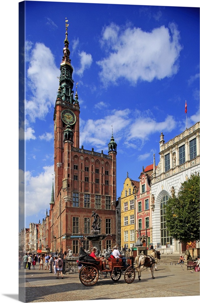 Town Hall of Rechtstadt District on Long Market in Gdansk, Gdansk, Pomerania, Poland