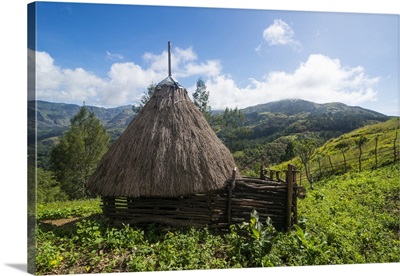 Traditional house in the mountains, Maubisse, East Timor, Southeast Asia