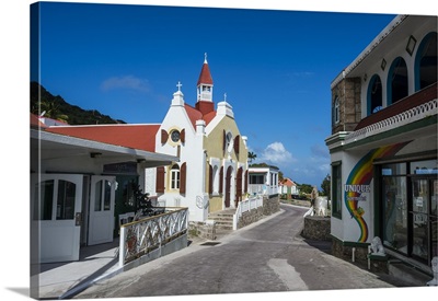 Traditional houses in Windwardside, Saba, Netherland Antilles, West Indies, Caribbean
