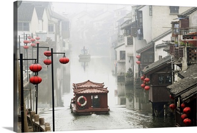 Traditional old riverside houses in Shantang water town, Suzhou, Jiangsu Province, China