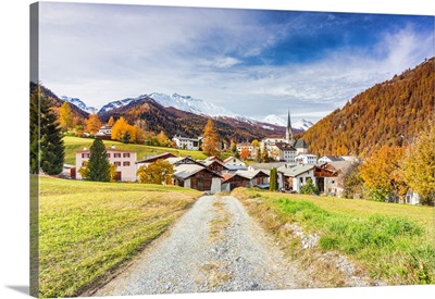Traditional Swiss Village, Santa Maria In Val Mustair, Canton Graubunden, Switzerland