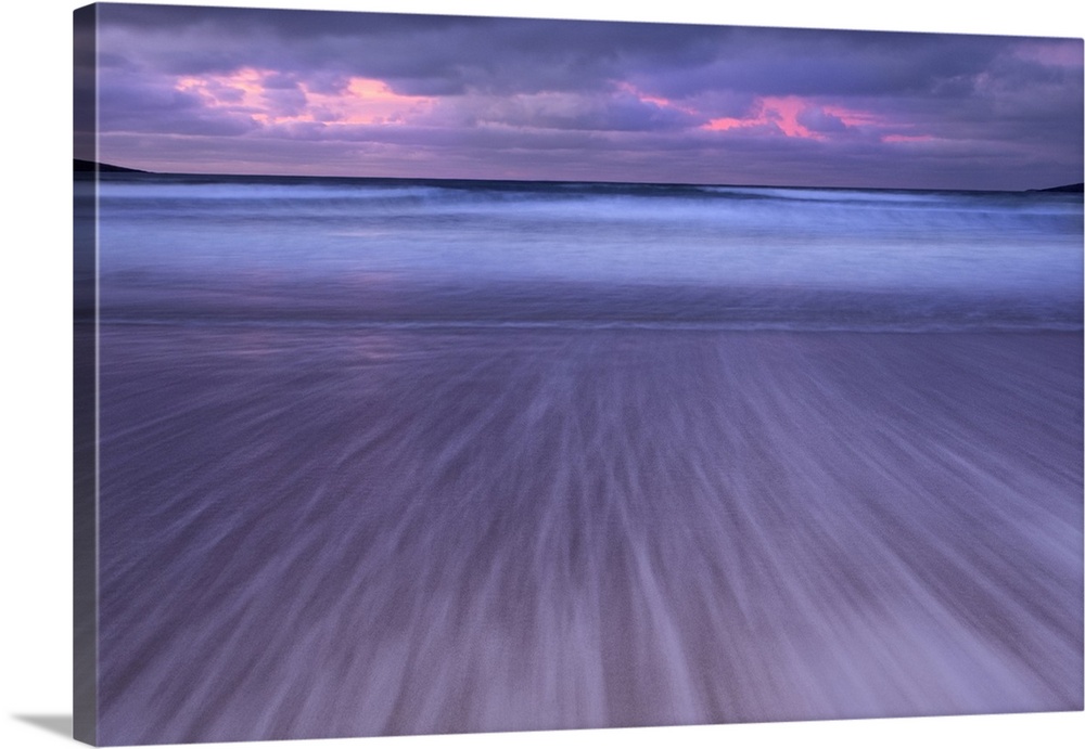 Tranquil Wave Patterns on Scarista Beach at sunset, Isle of Harris, Outer Hebrides, Scotland, United Kingdom, Europe
