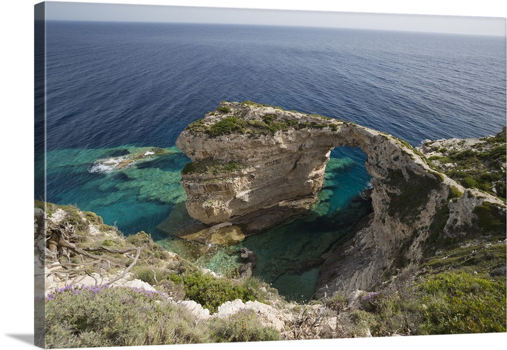 Trypitos Arch on west coast, Paxos, Ionian Islands, Greek Islands, Greece, Europe