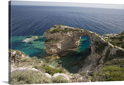 Trypitos Arch on west coast, Paxos, Ionian Islands, Greek Islands, Greece