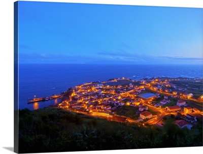 Twilight view of the Vila do Corvo, Corvo, Azores, Portugal, Atlantic