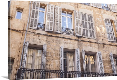 Typical building facade in Aix-en-Provence, Bouches du Rhone, Provence, France