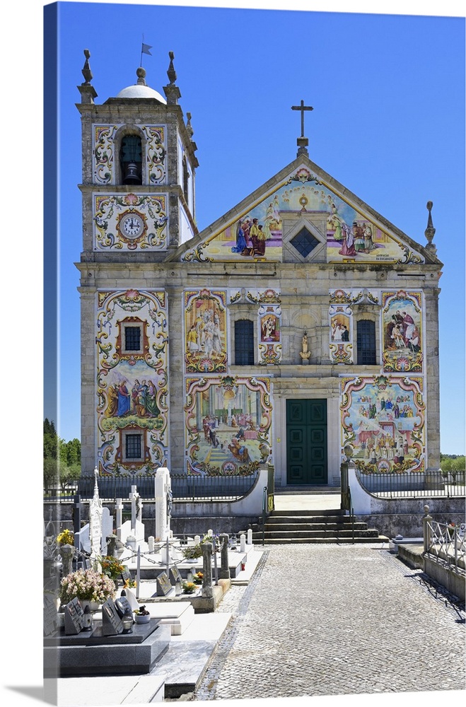 Valega main Church, facade covered with colorful azulejos, Valega, Beira, Portugal, Europe