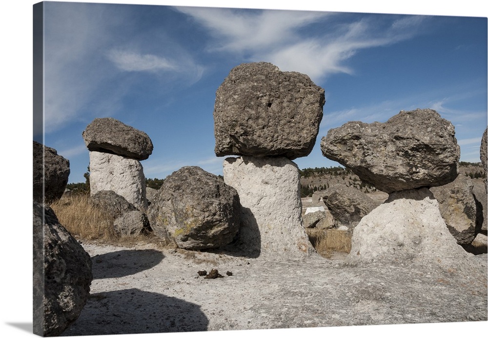 Valle de los Hongos (Mushroom Rocks) formed of volcanic ash, Creel, Chihuahua, Mexico, North America