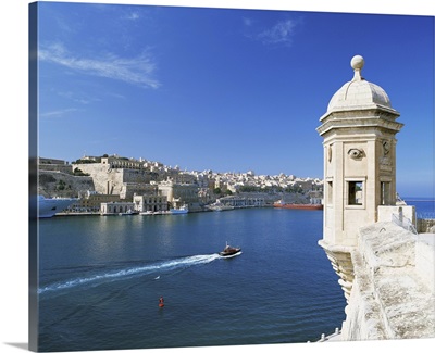 Valletta viewed over the Grand Harbour, Malta, Mediterranean