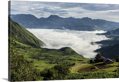 Valley filled with clouds in Andes central highlands