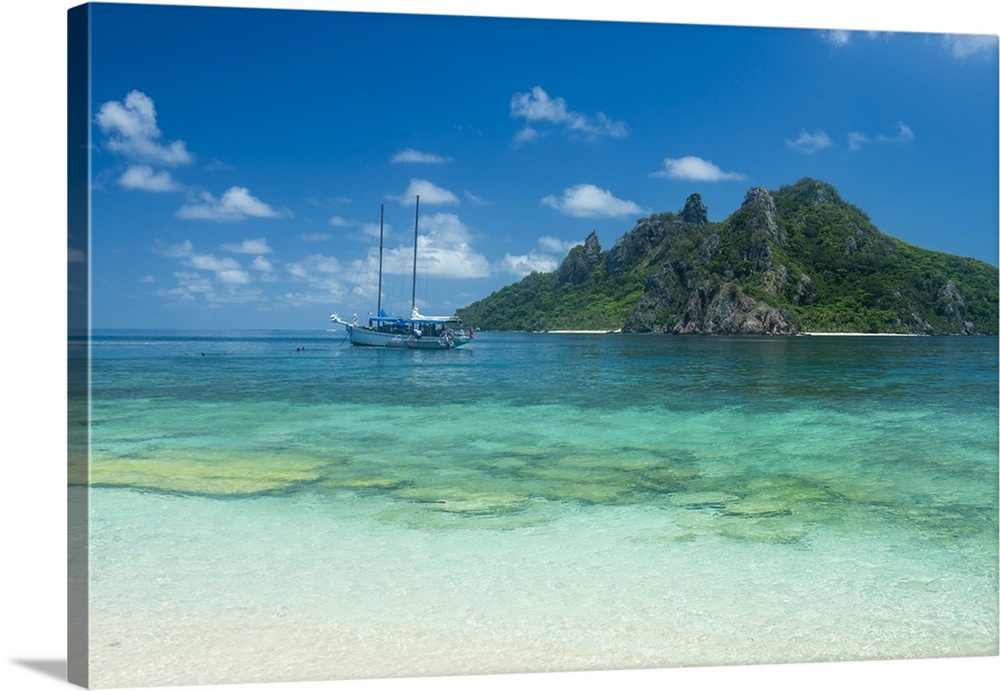 Very clear turquoise waters on Monuriki Island (Cast Away Island), Mamanuca Islands, Fiji, South Pacific