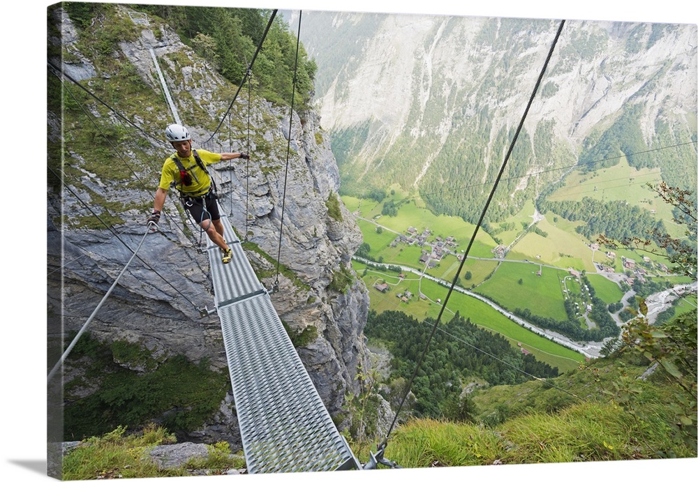 Via Ferrata, Murren, Bernese Oberland, Swiss Alps, Switzerland, Europe
