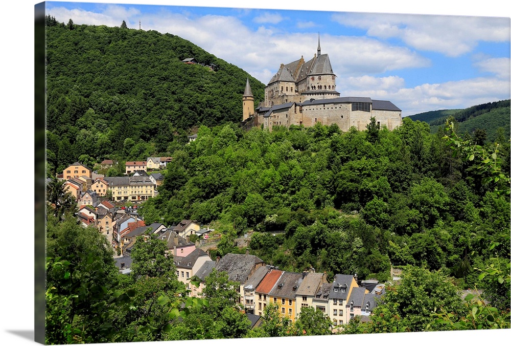 Vianden Castle above the Town of Vianden on Our River, Canton of Vianden, Grand Duchy of Luxembourg