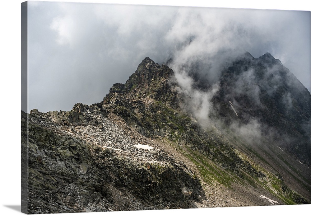 View a long the rugged mountain pass of Colle del Turlo, Vercelli, Piedmont, Italian Alps, Italy, Europe