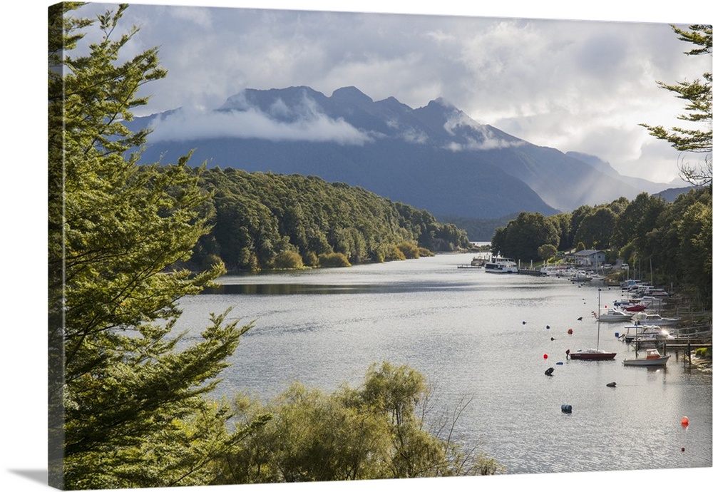 View across Pearl Harbour on Lake Manapouri, Manapouri, Fiordland National Park, UNESCO World Heritage Site, Southland, So...