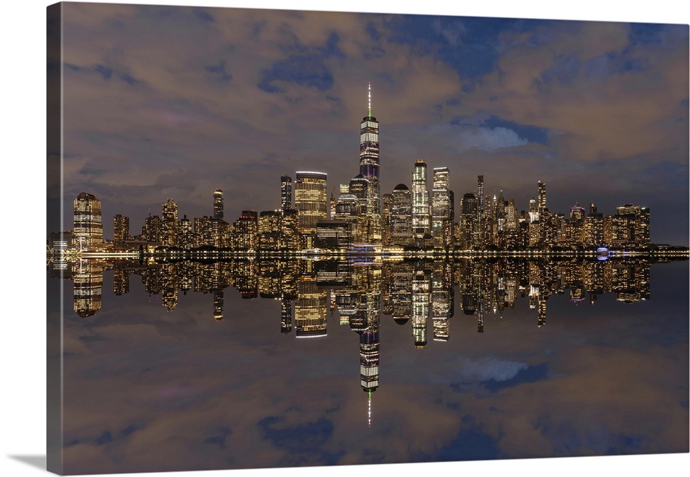 View from Jersey City of Lower Manhattan with the One World Trade Center, New York City, New York State, United States of ...