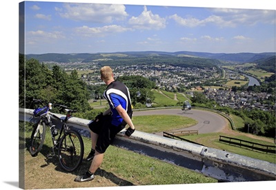 View from Mount Warsberg to Saarburg, Saar River, Rhineland-Palatinate, Germany
