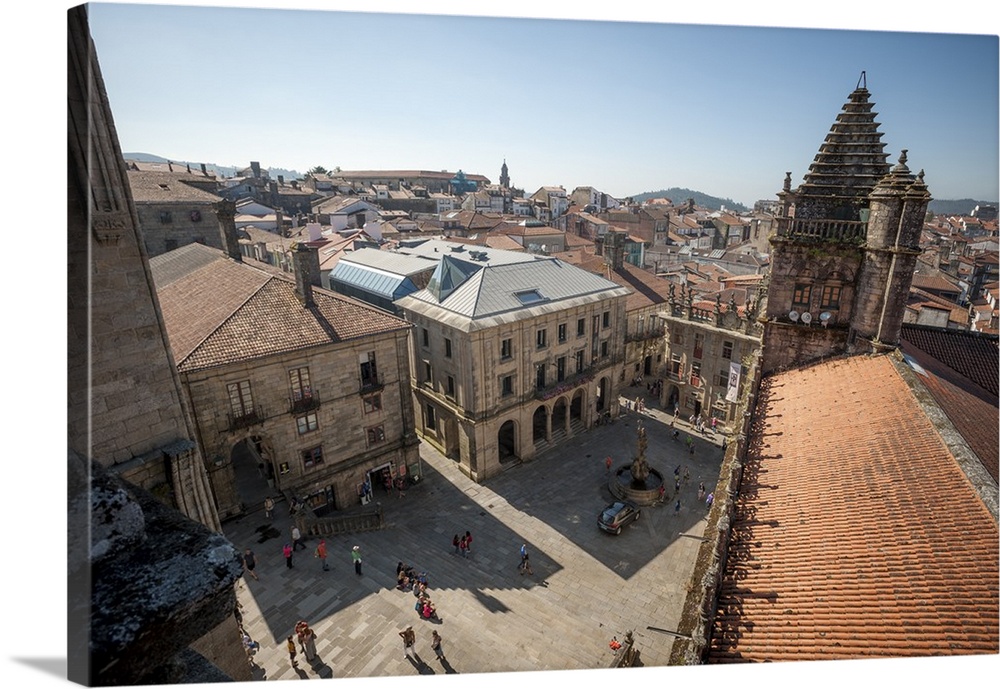 View from the roof of the Cathedral of Santiago de Compostela, Santiago de Compostela, A Coruna, Galicia, Spain