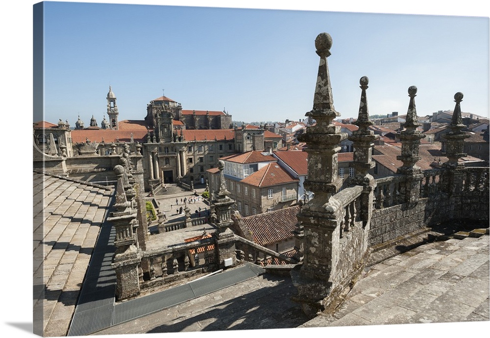 View from the roof of the Cathedral of Santiago de Compostela, Santiago de Compostela, A Coruna, Galicia, Spain