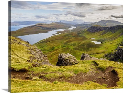 View from The Storr towards the Loch Leathan, Isle of Skye, Inner Hebrides, Scotland