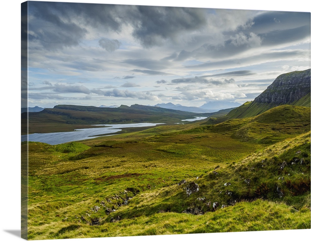 View from The Storr towards the Loch Leathan, Isle of Skye, Inner Hebrides, Scotland, United Kingdom, Europe