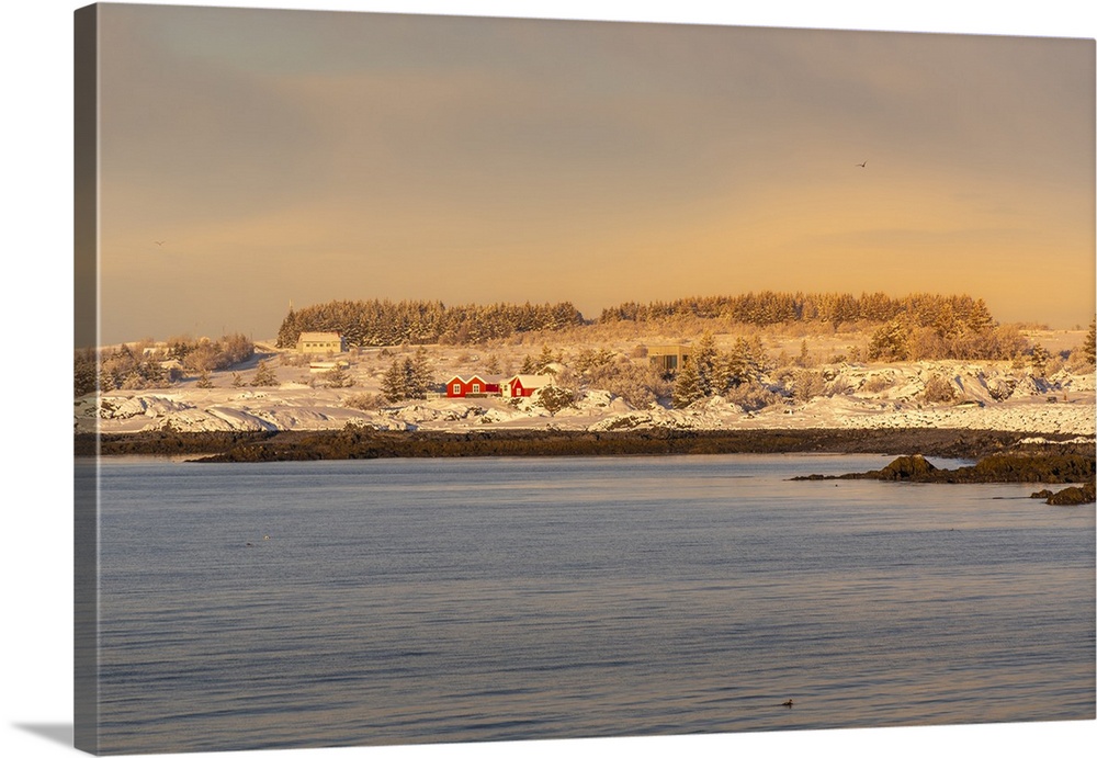 View Of Alftanes Headland From Hafnarfjorour In Winter, Hafnarfjorour, Iceland