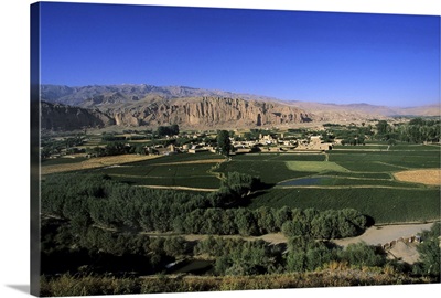 View of Bamiyan showing cliffs, Afghanistan