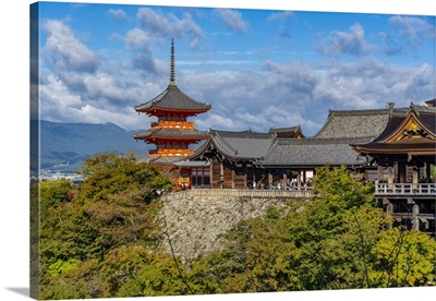 View Of Kiyomizu-Dera Temple, Kiyomizu, Higashiyama Ward, Kyoto, Honshu, Japan