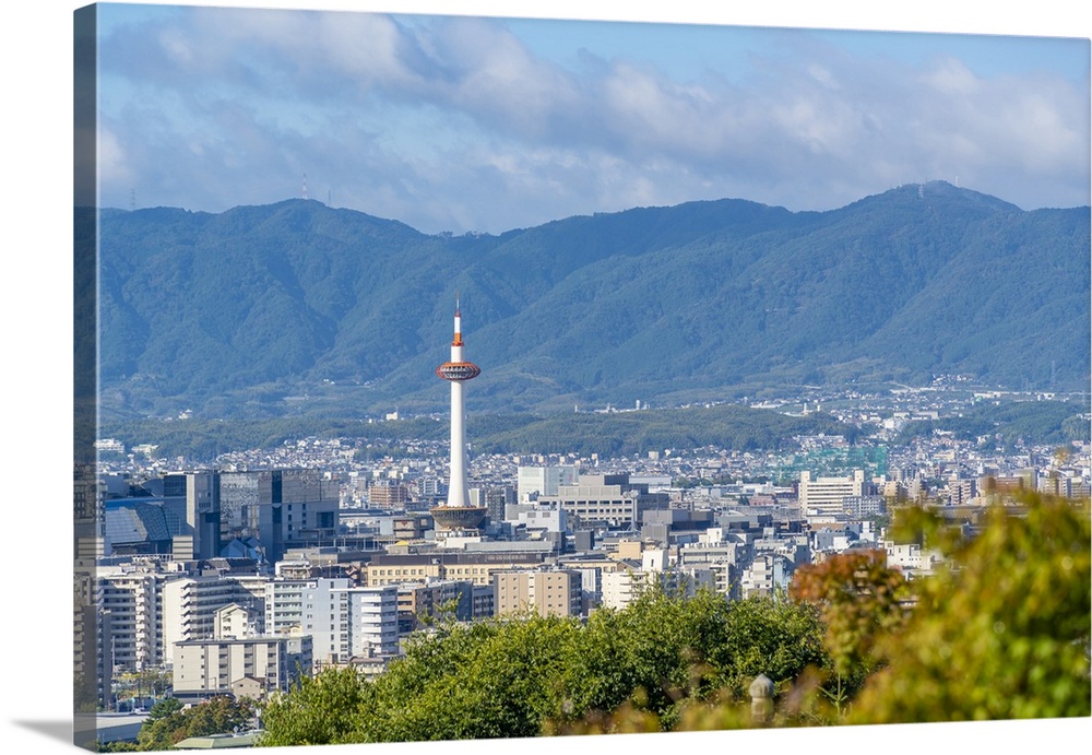 View of Kyoto and Nidec Kyoto Tower from Kiyomizu-dera Temple, Kiyomizu, Higashiyama Ward, Kyoto, Honshu, Japan