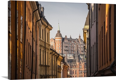 View of Mariaberget from historic Gamla Stan in Stockholm, Sweden