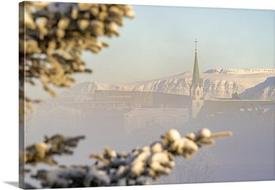 View Of Morning Mist In Tjornin Park And Lutheran Free Church, Reykjavik, Iceland