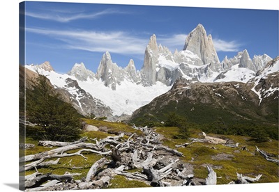 View of Mount Fitz Roy on Laguna de Los Tres trail, El Chalten, Patagonia, Argentina