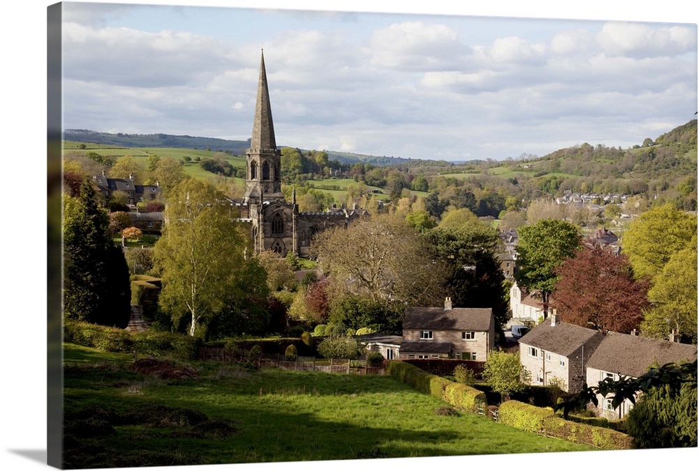 View of Parish Church and town, Bakewell, Derbyshire, England, United Kingdom, Europe