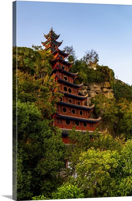 View Of Shi Baozhai Pagoda On Yangtze River, Chongqing, People's Republic Of China, Asia