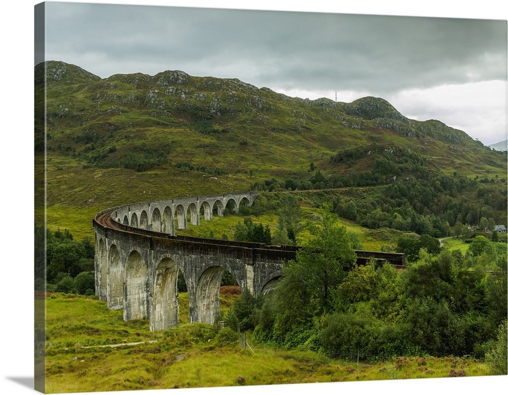 View of the Glenfinnan Viaduct, Highlands, Scotland, United Kingdom, Europe