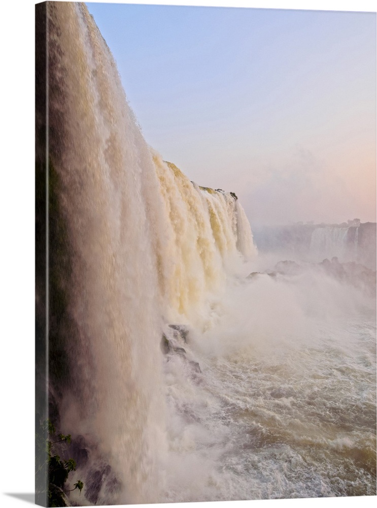 View of the Iguazu Falls at sunset, UNESCO World Heritage Site, Foz do Iguacu, State of Parana, Brazil, South America