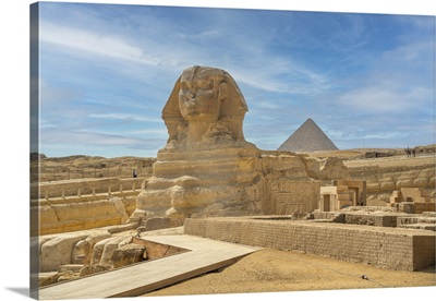View Of The Sphinx At The Pyramids Of Giza On A Sunny Day, Giza, Cairo, Egypt, Africa
