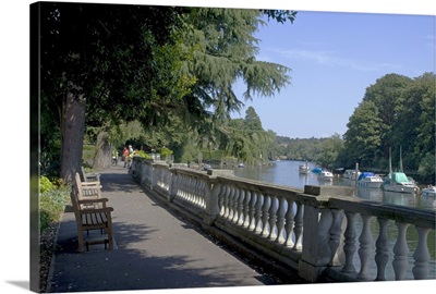View of the Thames from embankment near York House, Richmond, Surrey, England