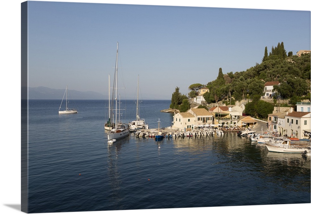 View over harbour, Loggos, Paxos, Ionian Islands, Greek Islands, Greece, Europe