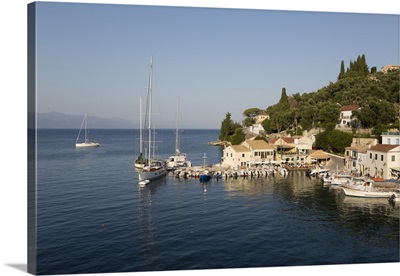 View over harbour, Loggos, Paxos, Ionian Islands, Greek Islands, Greece