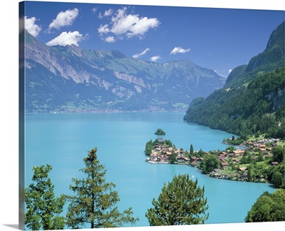 View over Lake Brienz to Iseltwald, Switzerland