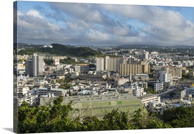 View over Naha from the Shikinaen Garden, Naha, Okinawa, Japan